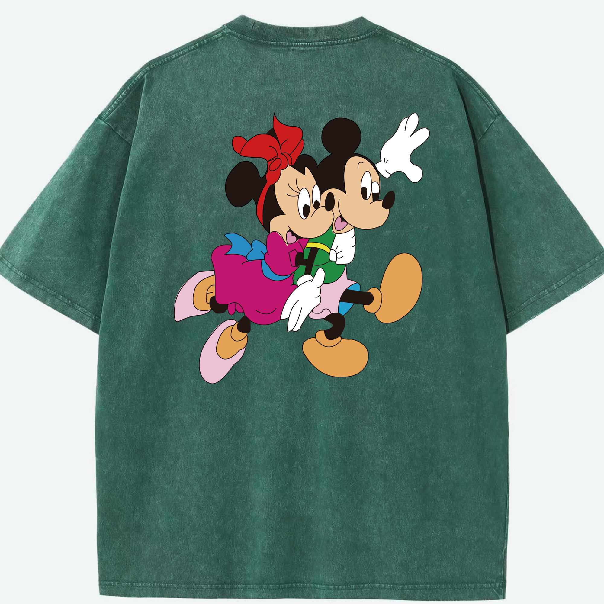 （画像用） ミッキーマウス Mickey Mouse 綿100% ヴィンテージ風 半袖Tシャツ（背面プリント）